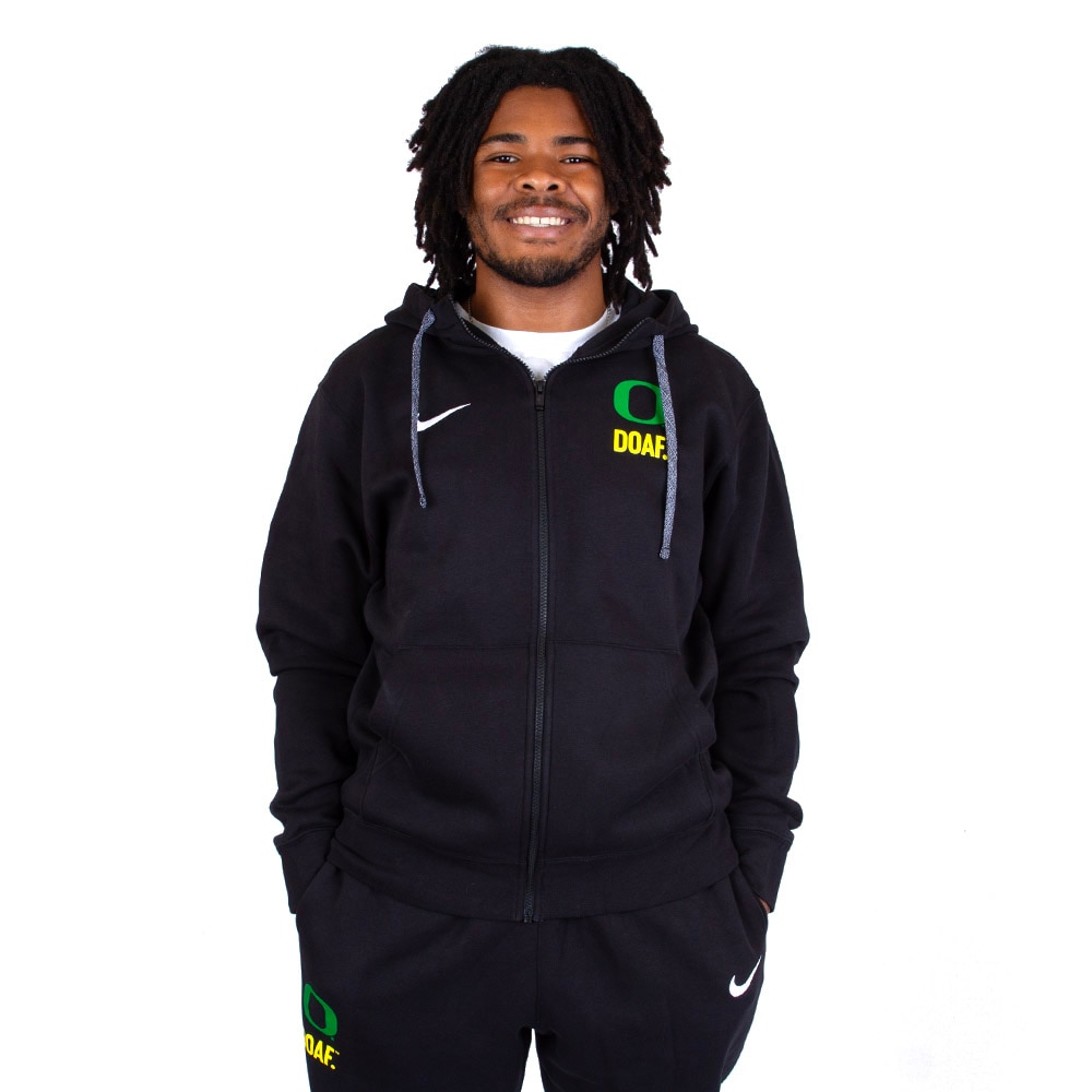 Classic Oregon O, Nike, Black, Full Zip, Cotton Blend, Men, Unisex, Ducks of a Feather, Fleece, Once a Duck Always a Duck, Hoodie, Sweatshirt, 915219